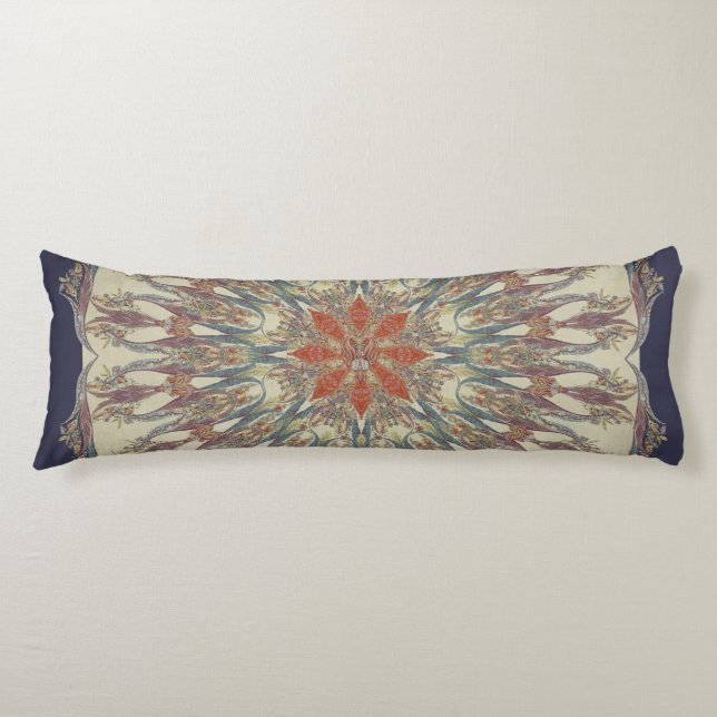 Mandala Boho Bohemian Paisley Tribal Navy Purple Body Cushion (Front)