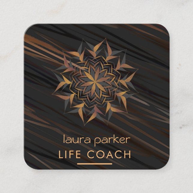 Mandala Boho Tribal Art Yoga Massage Therapy Square Business Card (Front)