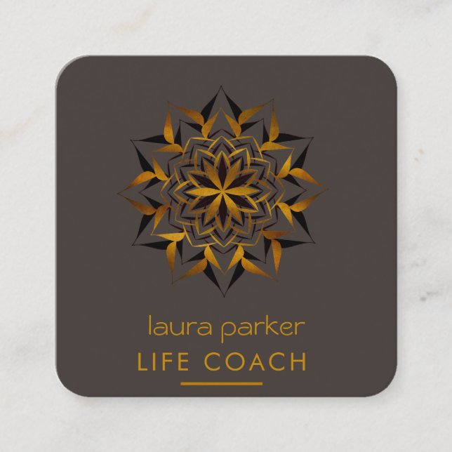 Mandala Boho Tribal Art Yoga Massage Therapy Square Business Card (Front)