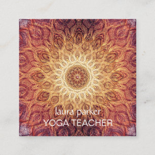 Mandala Boho Yoga Meditation Holistic Health Squar Square Business Card