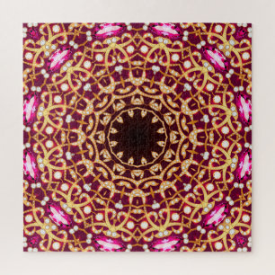 Mandala brooch, geometric vintage background. jigsaw puzzle