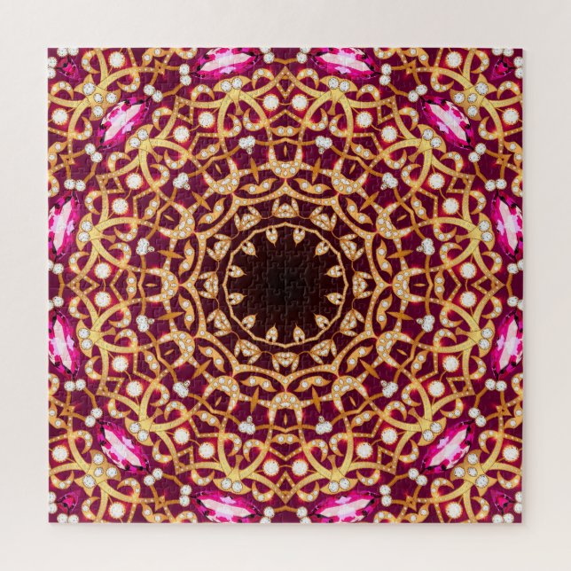 Mandala brooch, geometric vintage background. jigsaw puzzle (Vertical)