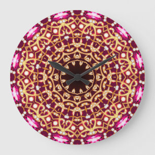 Mandala brooch, geometric vintage background. large clock