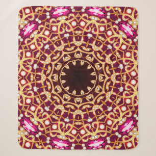 Mandala brooch, geometric vintage background. sherpa blanket