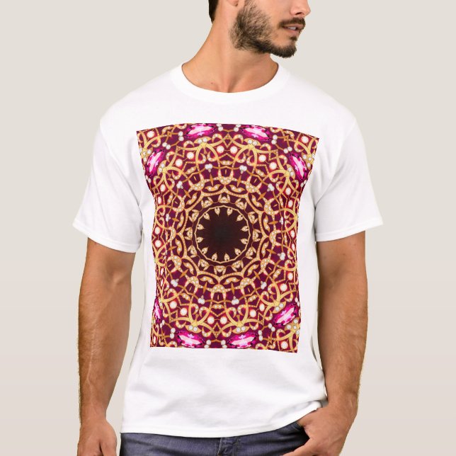 Mandala brooch, geometric vintage background. T-Shirt (Front)