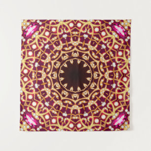 Mandala brooch, geometric vintage background. tapestry