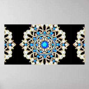 Mandala brooch jewellery, design element. Tribal e Poster