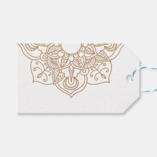Mandala Brown Boho Indian Modern Vintage Wedding Gift Tags
