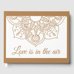 Mandala  Brown Boho Indian Modern Vintage Wedding Guest Book