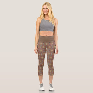 Mandala Brown Capri Leggings