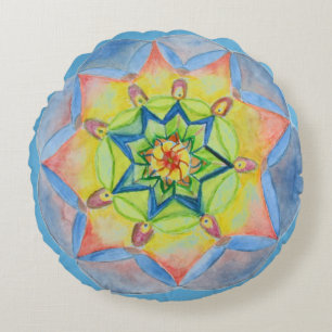 Mandala Brushed Polyester Round throw cushion