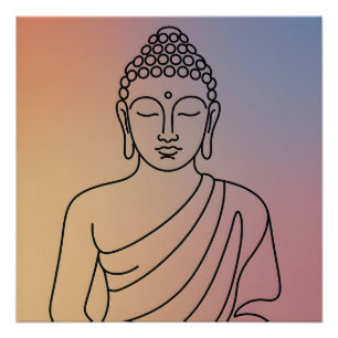 Mandala Buddha : Serene Line Art Zen Spirit Poster