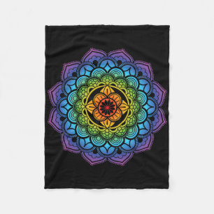 Mandala Buddhism Mindfulness Meditation Yoga Rainb Fleece Blanket