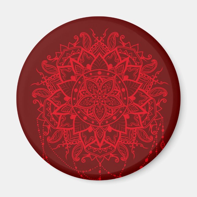 Mandala burgundy Indian Magnet (Front)