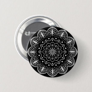Mandala Button Black and Grey