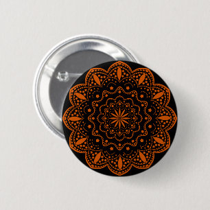 Mandala Button Black and Orange