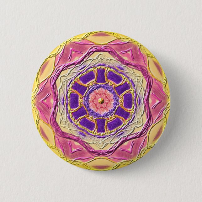 Mandala-Button "King of Healing" 6 Cm Round Badge (Front)