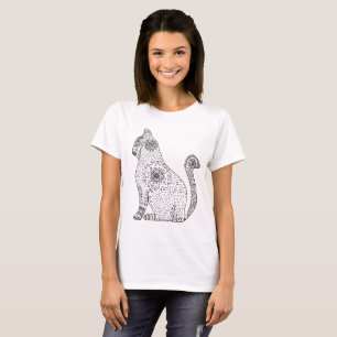 Mandala Cat Basic T-Shirt, White T-Shirt