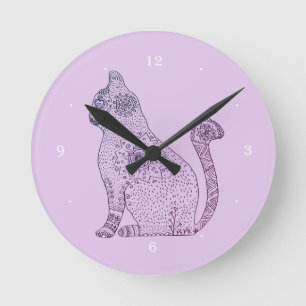Mandala Cat Round (Medium) Wall Clock
