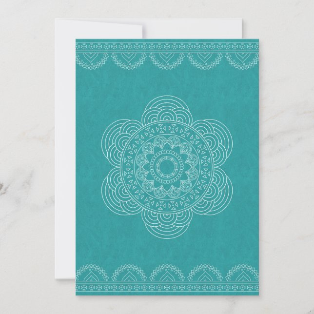 Mandala Chic Hipster 40th Birthday Teal Green Invitation (Front)