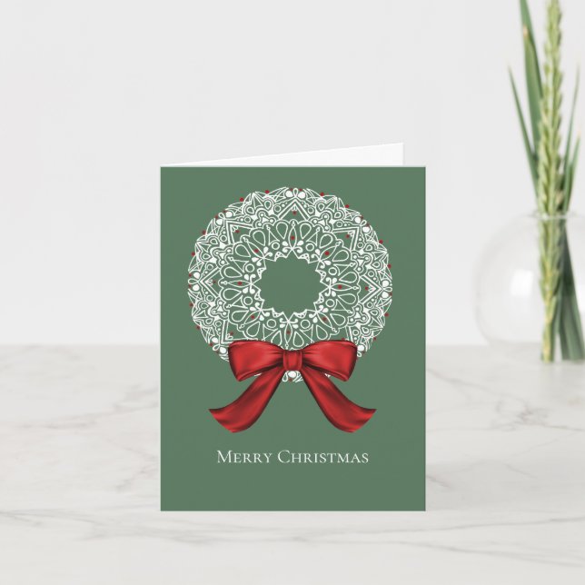 Mandala Christmas Wreath Holiday Note Card (Front)