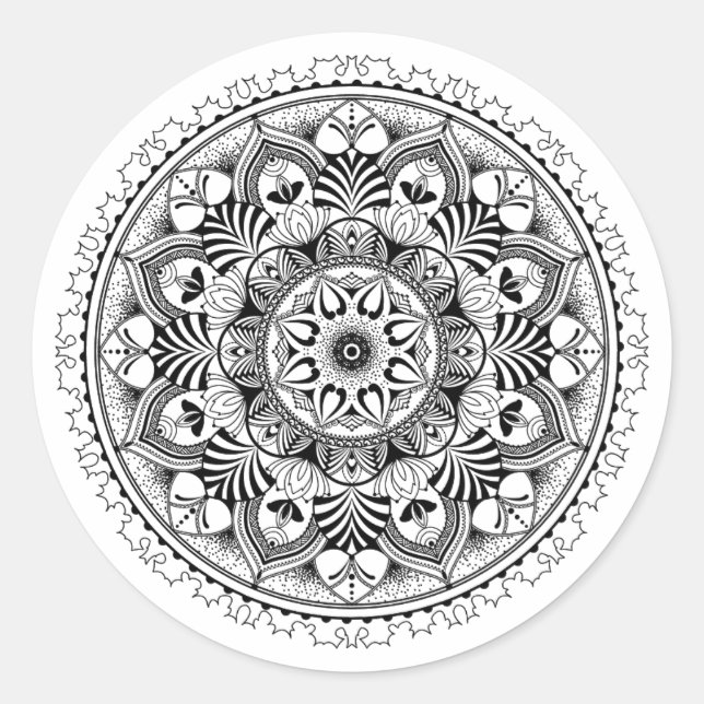 Mandala Circle Classic Round Sticker (Front)