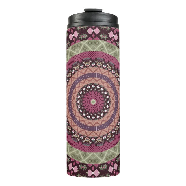 Mandala circle round ornamental pastel purple colo thermal tumbler (Front)