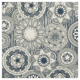 mandala cirque indigo cream fabric