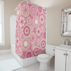 mandala cirque pink cream shower curtain