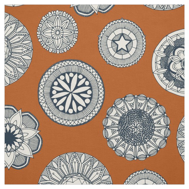 mandala cirque spot orange fabric (Swatch)