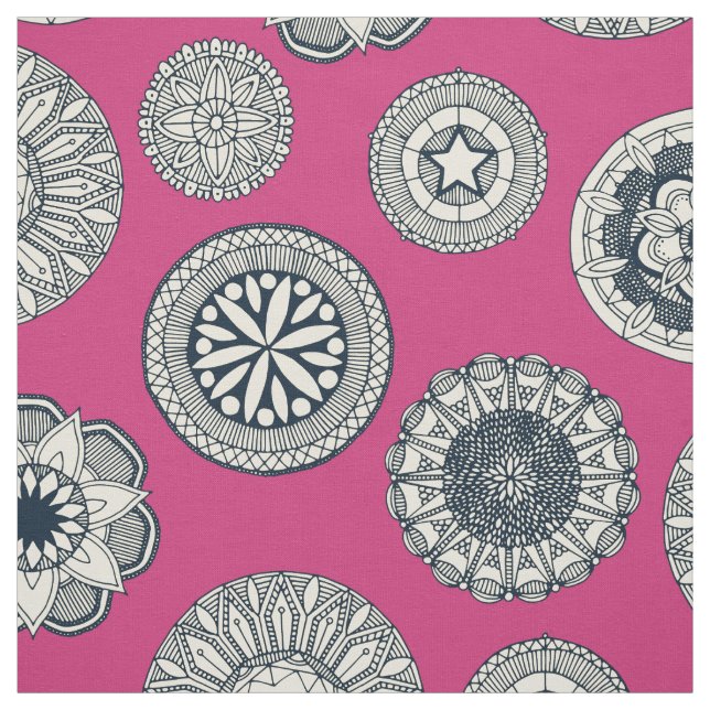mandala cirque spot pink fabric (Swatch)