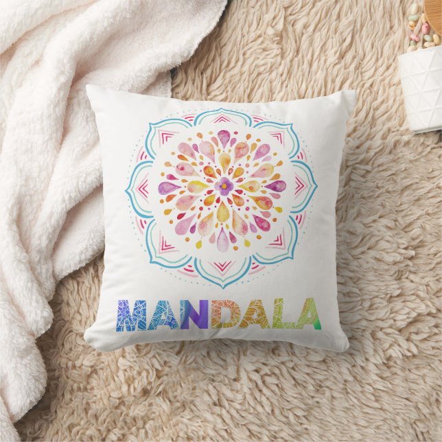 MANDALA COLORED LOTUS FLOWER CUSHION (Blanket)