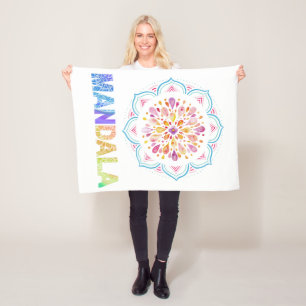MANDALA COLORED LOTUS FLOWER FLEECE BLANKET