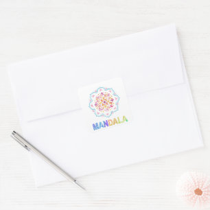 MANDALA COLORED LOTUS FLOWER SQUARE STICKER