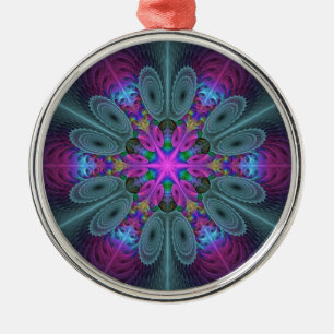 Mandala Colorful Striking Fractal Art Kaleidoscope Metal Tree Decoration