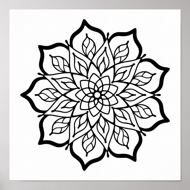 Mandala Coloring Poster – Sacred Geometry Wall Art (Front)