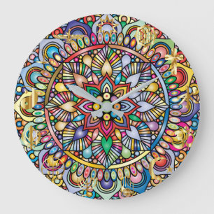 Mandala colour spectrum design large clock
