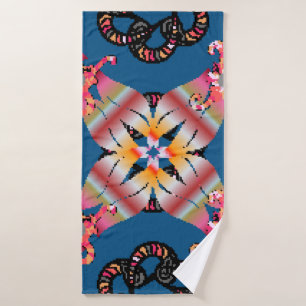 Mandala coloured on a yellow background. Invitatio Bath Towel
