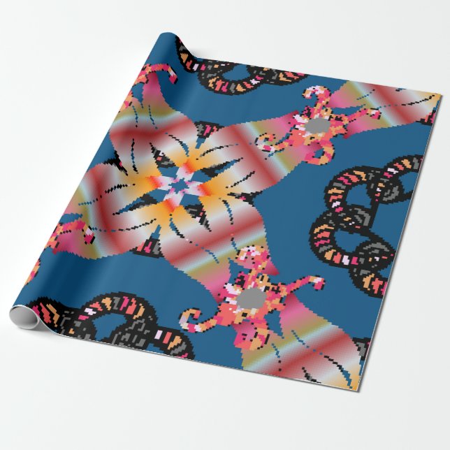 Mandala coloured on a yellow background. Invitatio Wrapping Paper (Unrolled)