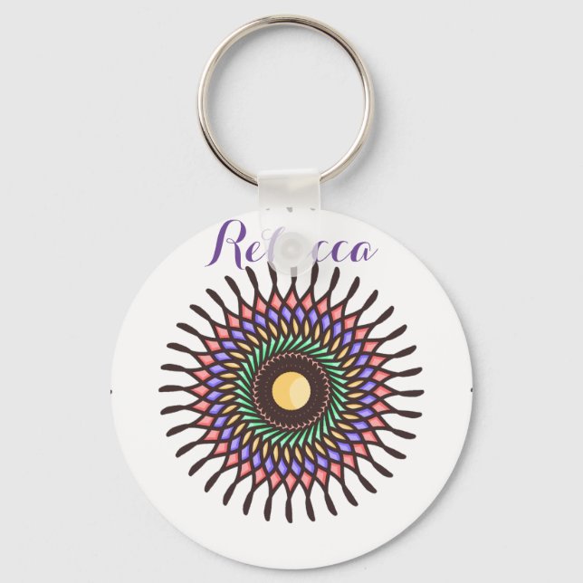 Mandala Colourful Abstract Pretty Pattern Key Ring (Front)