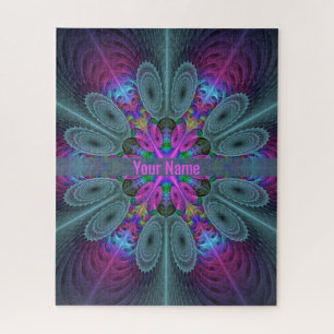 Mandala Colourful Spiritual Fractal Art Name Jigsaw Puzzle