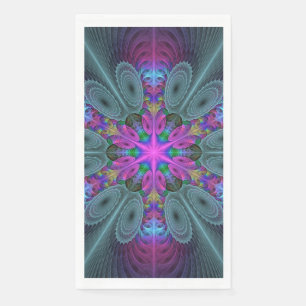 Mandala Colourful Spiritual Fractal Art With Pink Napkin