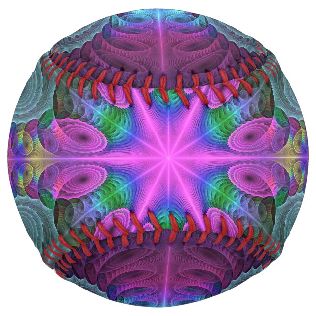 Mandala Colourful Spiritual Fractal Art With Pink Softball (Front)