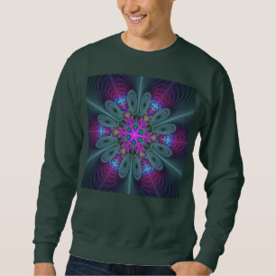 Mandala Colourful Spiritual Fractal Art With Pink Sweatshirt
