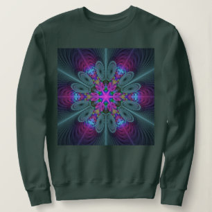Mandala Colourful Spiritual Fractal Art With Pink Sweatshirt