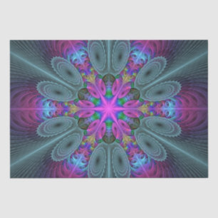Mandala Colourful Spiritual Fractal Art With Pink Tissue Paper