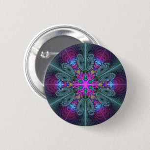 Mandala Colourful Striking Fractal Art Kaleidoscop 6 Cm Round Badge