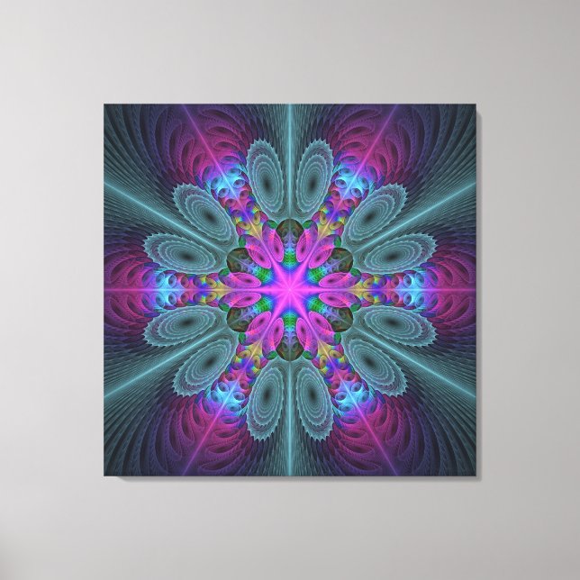 Mandala Colourful Striking Fractal Art Kaleidoscop Canvas Print (Front)
