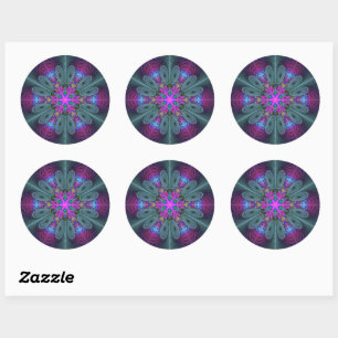 Mandala Colourful Striking Fractal Art Kaleidoscop Classic Round Sticker