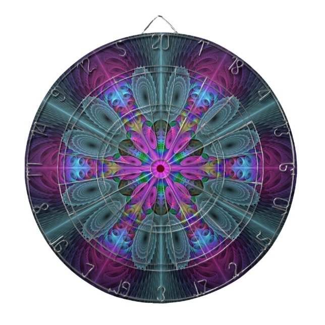 Mandala Colourful Striking Fractal Art Kaleidoscop Dartboard (Front)
